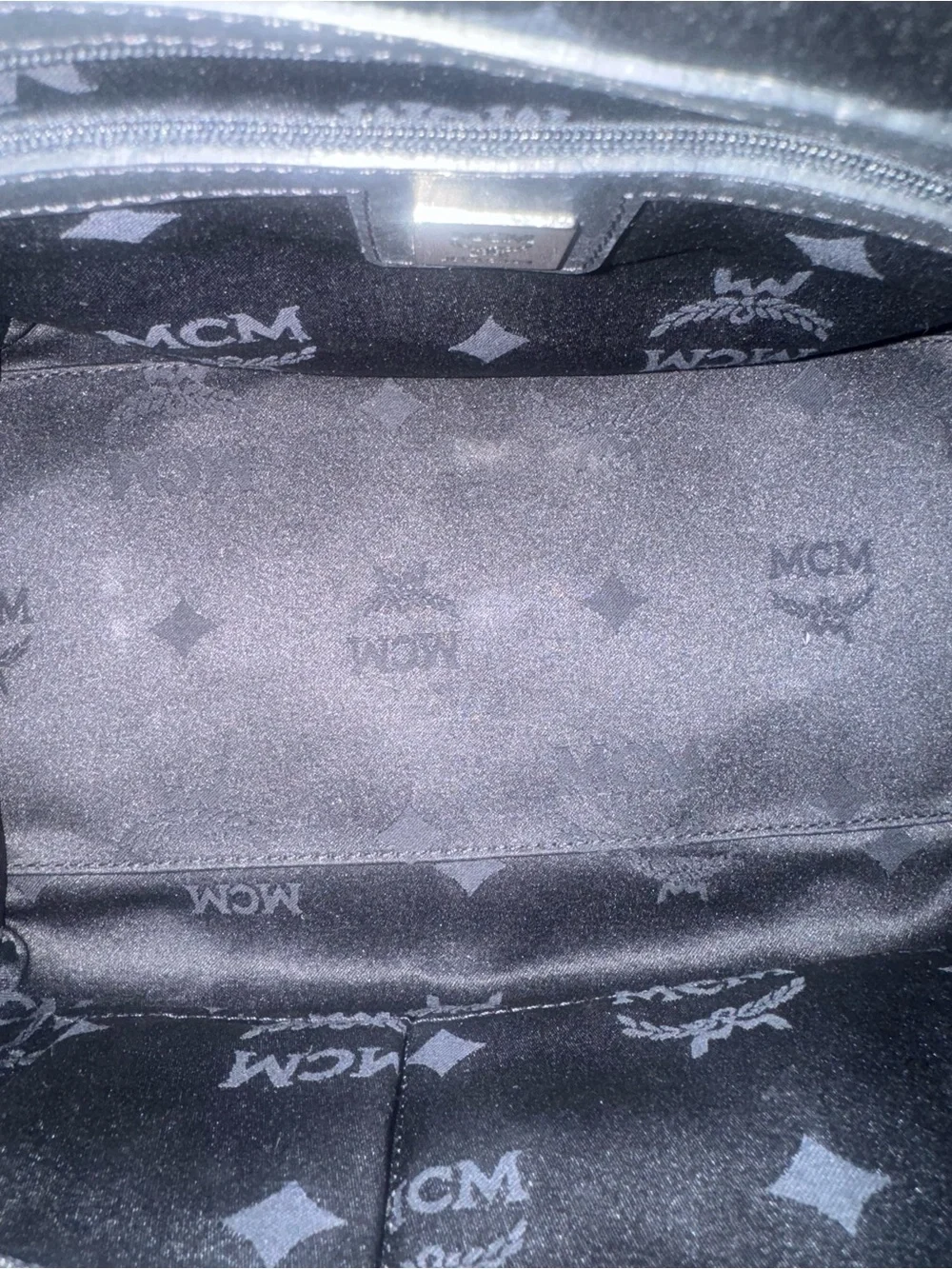 MCM Black Leather Satchel with original cards and MCM keychain EUC
